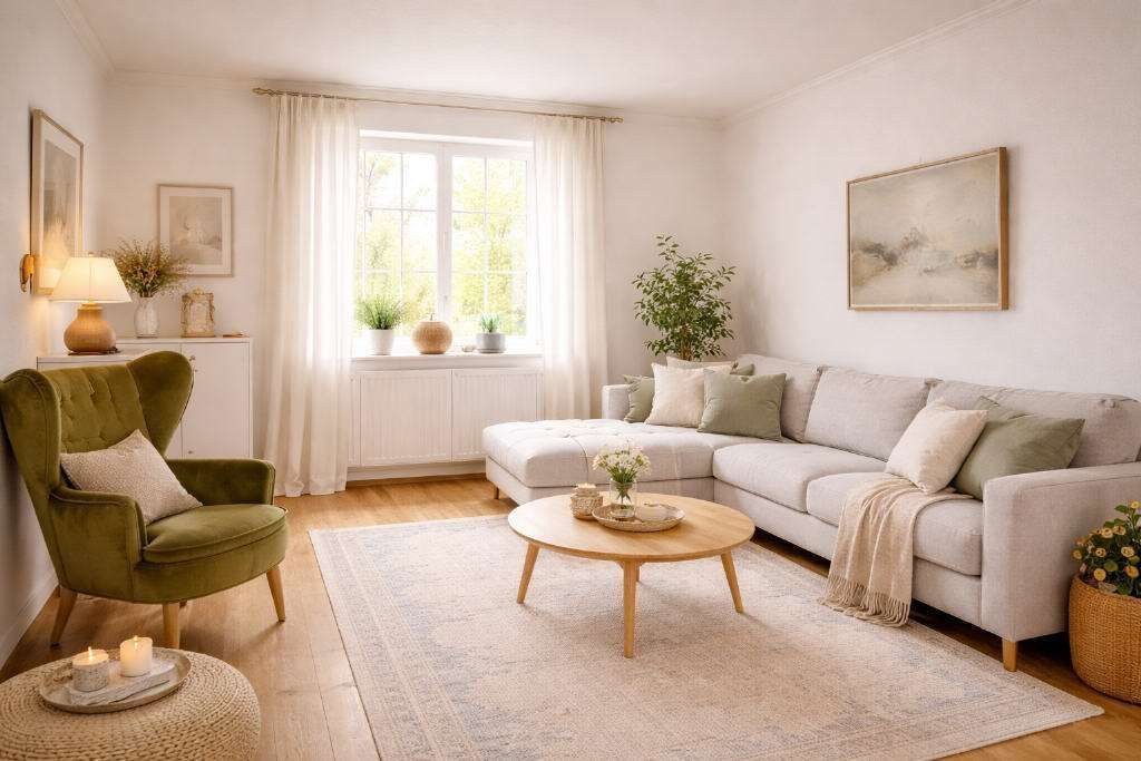 Wohnen am Augustaplatz  Helle 3-Zimmer-Eigentumswohnung mit Balkon und Charme — Wohnbereich