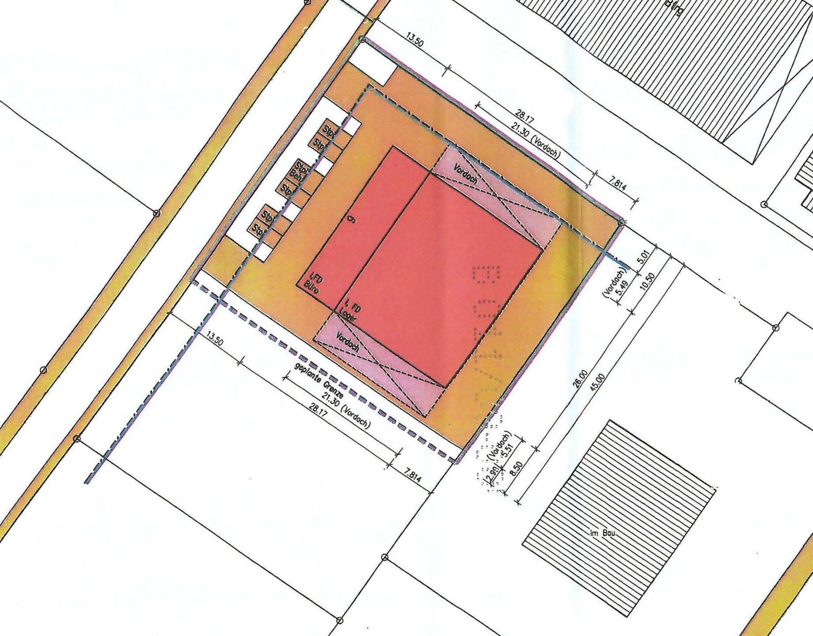 Neuwertiges Bürogebäude mit Halle — Lageplan