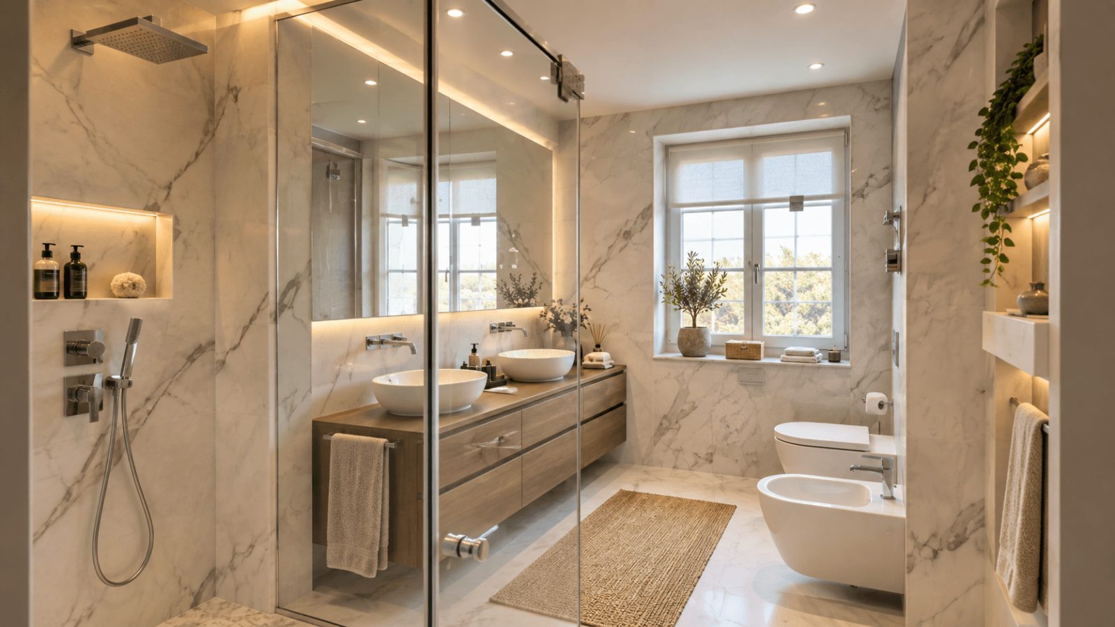 Licht, Raum & Eleganz - hochwertiges Wohnen mit besonderem Charakter — Badezimmer-Wohnbeispiel