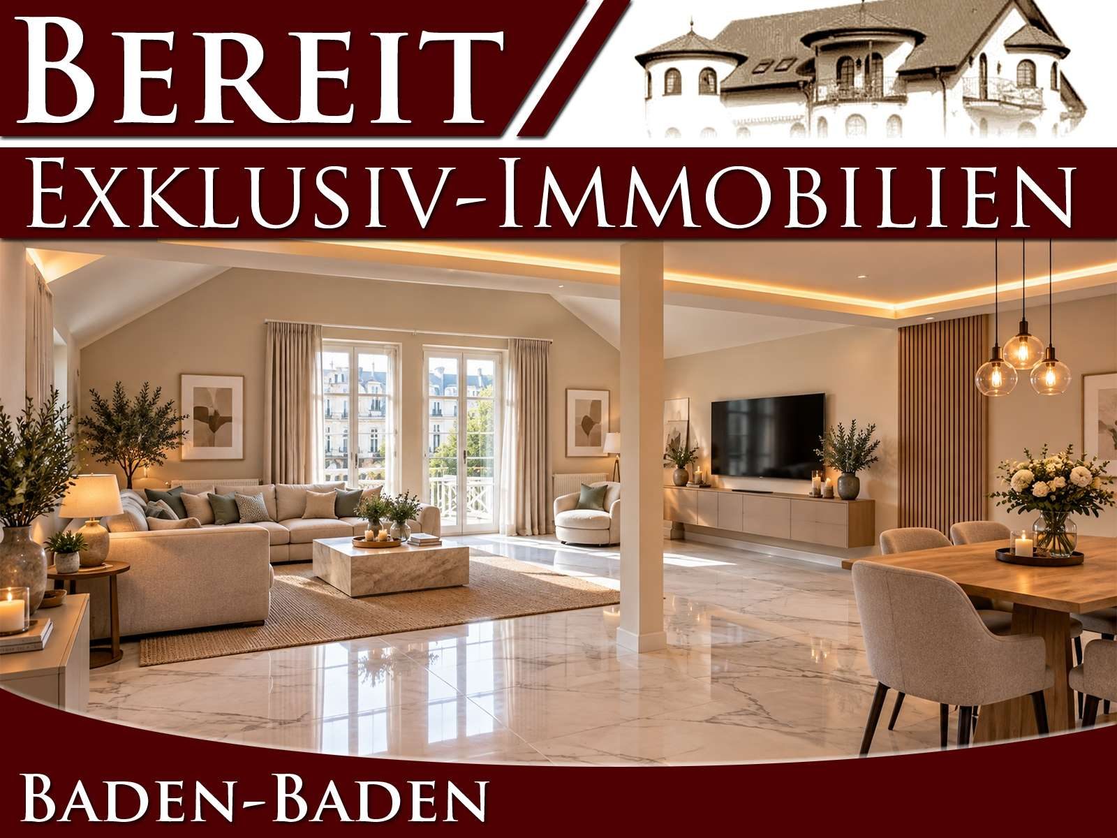 Licht, Raum & Eleganz - hochwertiges Wohnen mit besonderem Charakter — Wohnzimmer-Wohnbeispiel