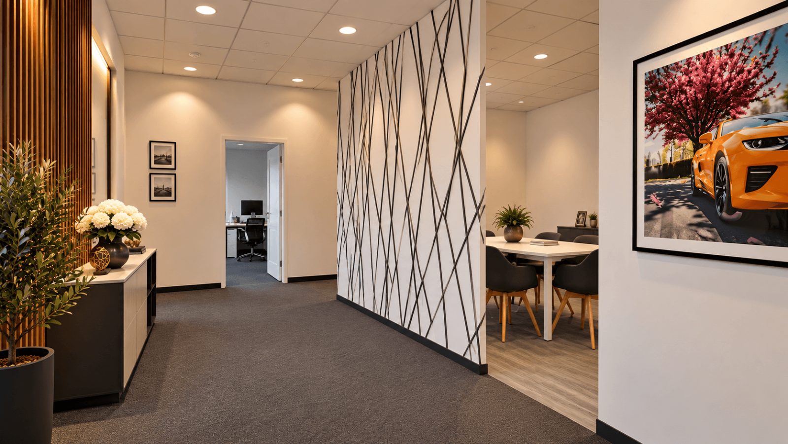 Modernes Bürogebäude mit Gewerbehalle – hochwertige Ausstattung & flexible Nutzung“ — Eingangsbereich (Beispielmöblierung)